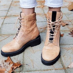 Frye Allison Leather Combat Boots